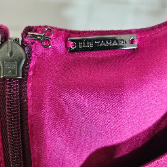 Elie Tahari Magenta Rena Velvet Sheath Dress - Picture 7 of 8